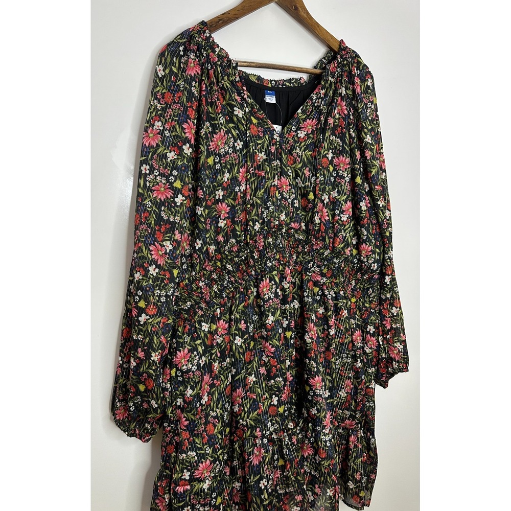 NEW Old Navy Waist-Defined Floral Shine Mini Dress Multi Shimmer Plus Size XXL - Picture 3 of 13